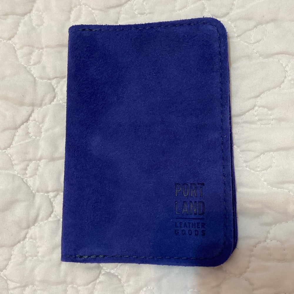 Portland Leather Goods Joni Blue Suede Passport Wallet